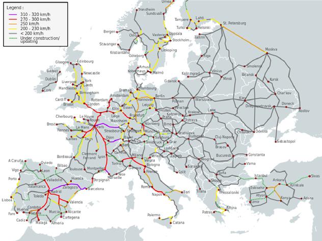 Kampf Tempus Freiheit high speed train routes europe Segeltuch Schon ...